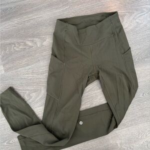 Lululemon Fast and Free Olive Leggings Size 4